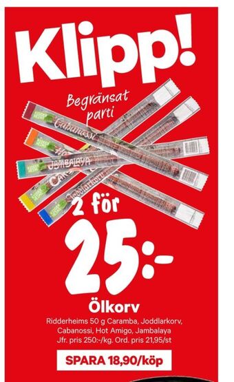 City Gross Ridderheims ölkorv erbjuda