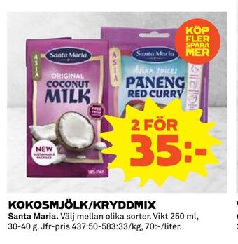 Coop Kokosmjölk/kryddmix erbjuda