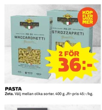 Coop Zeta pasta erbjuda