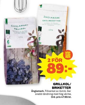 Stora Coop Änglamark grillkol/briketter erbjuda