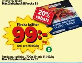 Pandalus Färska Kräftor 700g
