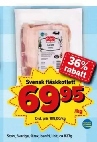 Östenssons Scan Svensk fläskkotlett 827g erbjuda