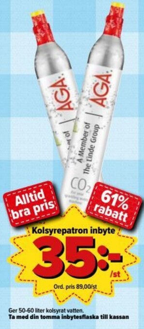 Östenssons Ger Kolsyrepatron inbyte 50-60 liter erbjuda