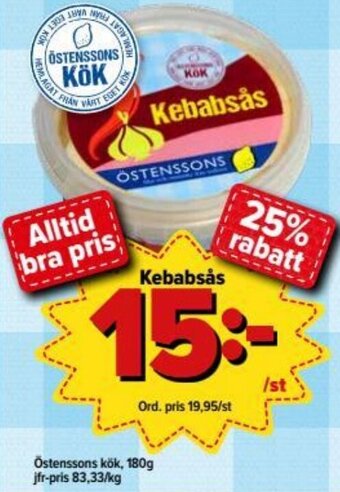 Östenssons Östenssons kök Kebabsås 180g erbjuda