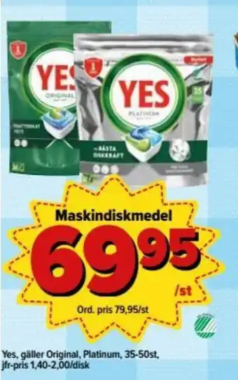 Östenssons Yes Maskindisktmedel 35-50st erbjuda