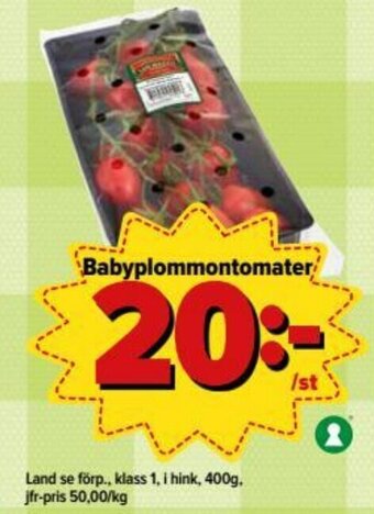 Östenssons Land se förp., Babyplommontomater 400g erbjuda