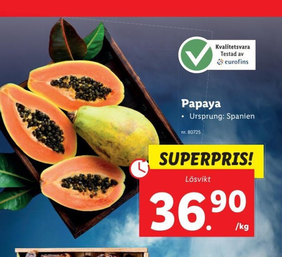 Papaya erbjudande hos Lidl