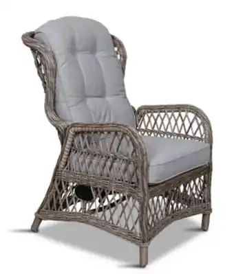 Lime fåtölj recliner wicker driftwood dyna ljusbrun