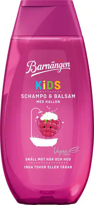 Apotek Hjärtat Barnängen kids schampo/balsam hallon 250 ml erbjuda