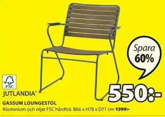 Jutlandia Gassum Loungestol B66 x H78 x D71cm
