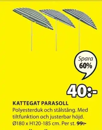 JYSK Kattegat Parasoll Ø 180 x H120-185cm erbjuda