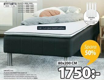 JYSK Dreamzone Plus B12 Resårbotten Svart-07 80x200cm erbjuda