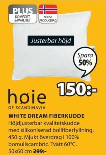 JYSK Høie White Dream Fiberkudde 50x60cm erbjuda