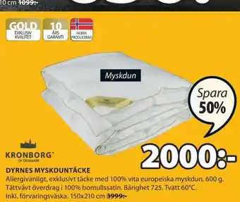 JYSK Kronborg Dyrness Myskduntäcke 150x210cm erbjuda