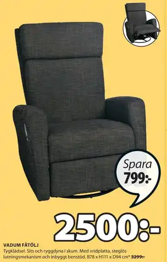 Vadum Fåtölj  B78 x H111 x D94cm