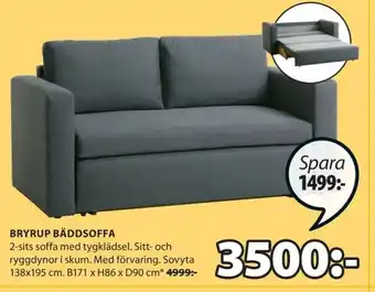 JYSK Bryrup Bäddsoffa B171 x H86 x D90cm erbjuda