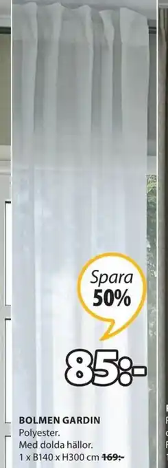 JYSK Bolmen Gardin 1 x B140 x H300cm erbjuda