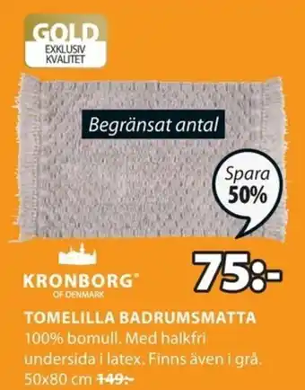 JYSK Kronborg Tomelilla Badrumsmatta 50x80cm erbjuda