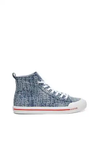 Diesel High-top sneakers in monogram denim erbjuda