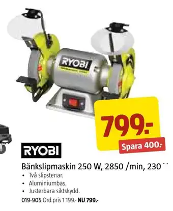 Bänkslipmaskin 250 w, 2850 /min, 230 v