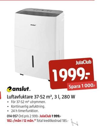 Jula Luftavfuktare 37-52 m2,3 l, 280 w erbjuda