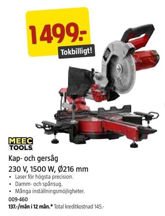 Jula Kap- och gersåg 230 v, 1500 w, ø216 mm erbjuda