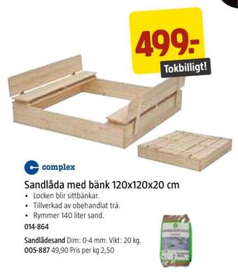 Jula Sandlåda med bänk 120x120x20 cm erbjuda