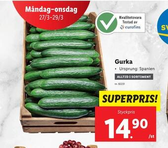 Lidl Gurka erbjuda