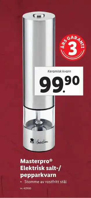 Lidl Masterpro® elektrisk salt-/ pepparkvarn erbjuda