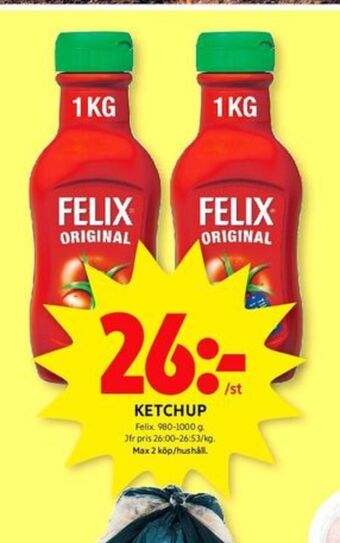 ICA Kvantum Felix ketchup erbjuda