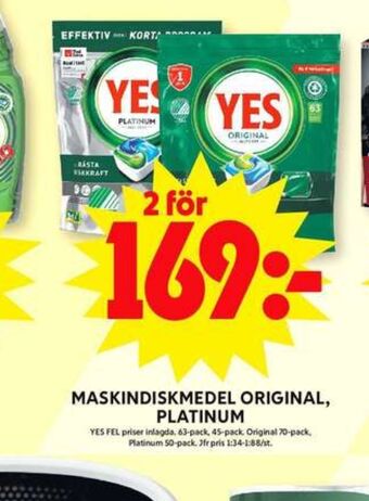 Yes diskmaskintabs