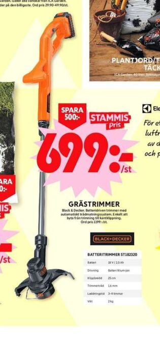ICA Maxi Black&decker grästrimmer erbjuda