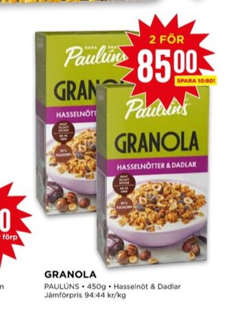 Willys Paulùns granola erbjuda