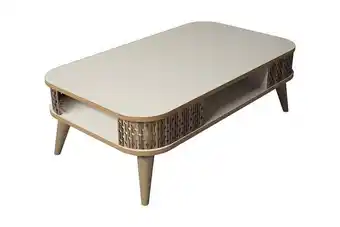 Soffbord amtorp 105 cm med förvaring hylla runda hörn
