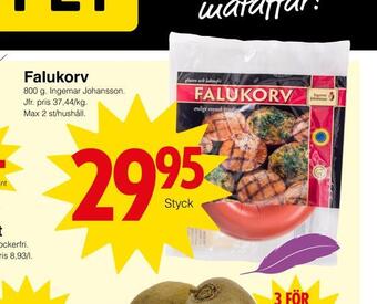 Matöppet Falukorv erbjuda