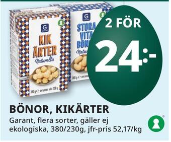 Tempo Bönor, kikärter erbjuda