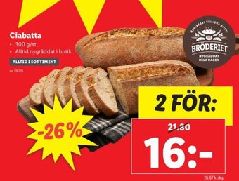 Lidl Ciabatta erbjuda
