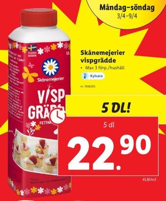 Lidl Skånemejerier Vispgrädde erbjuda