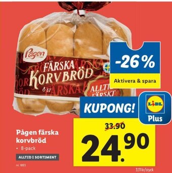 Lidl Pågen Färska Korvbröd erbjuda