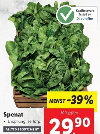 Lidl Spenat erbjuda
