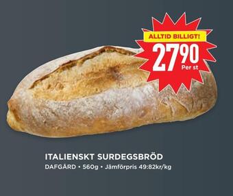 Willys Italienskt surdegsbröd erbjuda