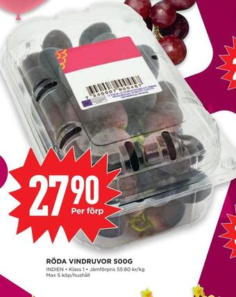 Willys Röda vindruvor 500g erbjuda