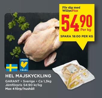 Willys Hel majskyckling erbjuda