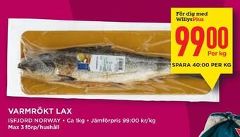 Willys Varmrökt lax erbjuda