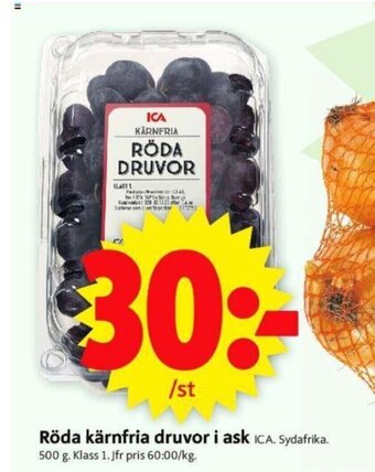ICA Supermarket Röda Kärnfria Druvor i Ask erbjuda