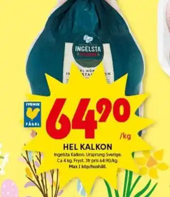 ICA Kvantum Hel Kalkon Ingelsta erbjuda