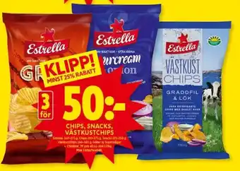 ICA Kvantum Chips Snacks Västkustchips Estrella erbjuda