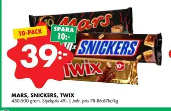 ÖoB Mars, snickers, twix erbjuda