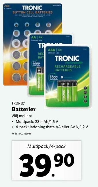 Lidl Batterier erbjuda