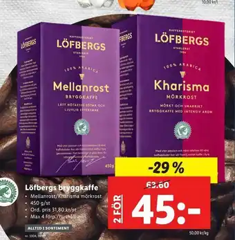 Lidl Löfbergs bryggkaffe erbjuda